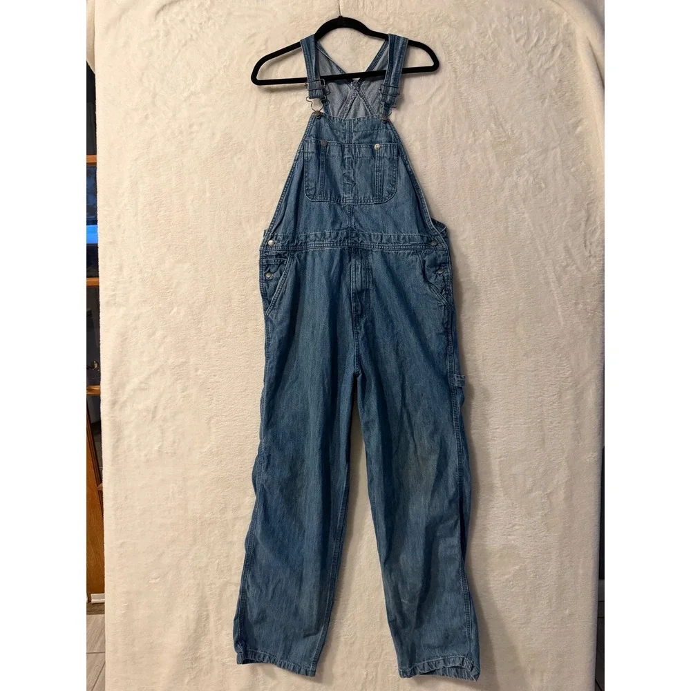 Craftsman‎ Mens Denim Bib Overalls Medium Wash Blue Cotton Workwear 34x32